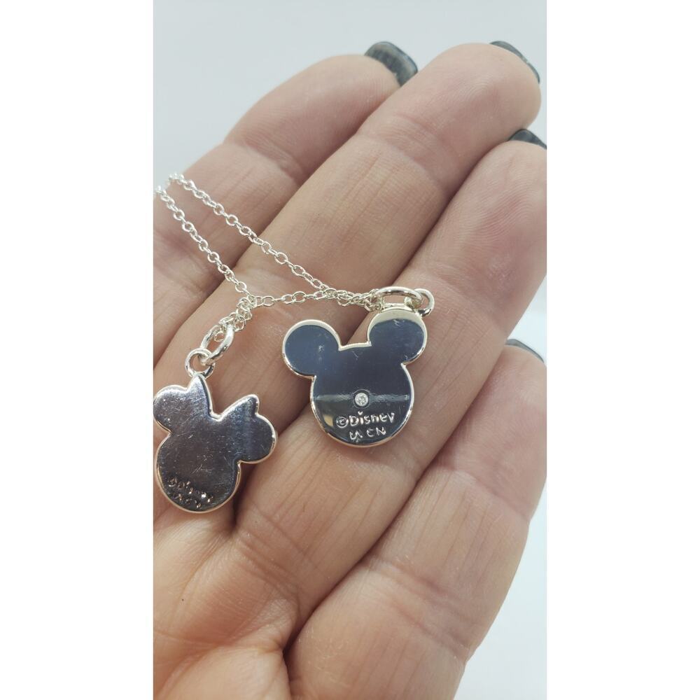 Disney Mickey Mouse & Minnie Mouse Necklace Silverplate Made for Each Other - Picture 3 of 7